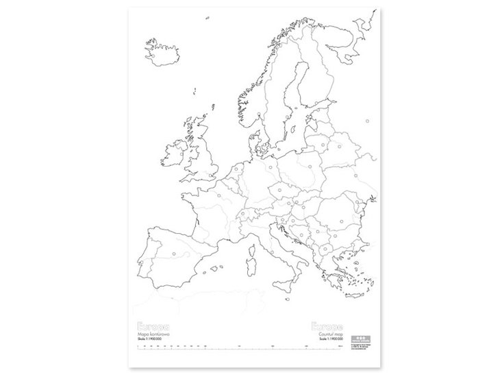 Trillen Eigenwijs bewonderen Europa. Zwart-wit contourkaarten B1 - Rybka Benelux