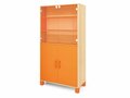Fresh - Hoge kast met 1 paar deuren en 1 paar glazen deuren ORANJE