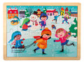 Seizoen winter, houten puzzel