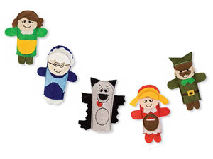 Roodkapje, vingerpoppen Roodkapje, vingerpoppen