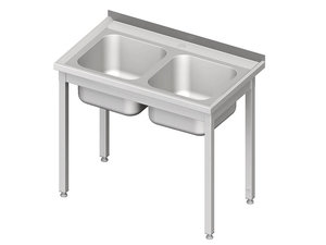 Een tafel met 2-vaks spoelbak, zonder legbord, 1000x600x850 mm, geschroefd Een tafel met 2-vaks spoelbak, zonder legbord, 1000x600x850 mm, geschroefd