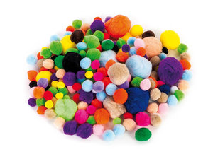 Kleurrijke pompons. 