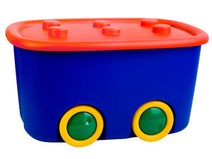 Speelgoedkist op wielen - blauw met rood Speelgoedkist op wielen - blauw met rood