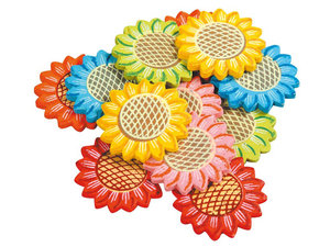 Kleurrijke bloemen. houten figuurtjes