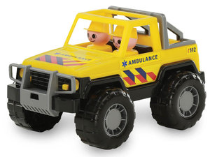 Jeep-ambulance met mannen Jeep-ambulance met mannen