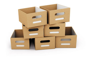 8 diepe kartonnen laden met venster