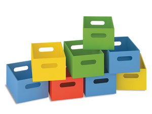 8 diepe kartonnen laden in 4 kleuren