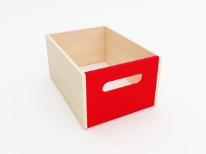 Houten lade, diep, ROOD