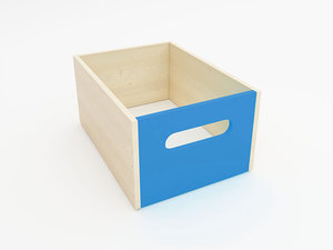 Houten lade, diep, BLAUW