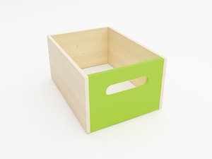 Houten lade, diep, GROEN