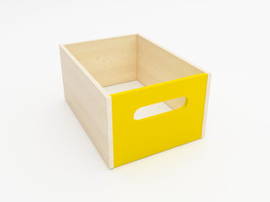 Houten lade, diep, GEEL