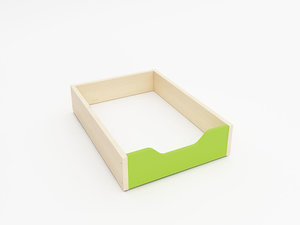 Houten lade,  laag, GROEN