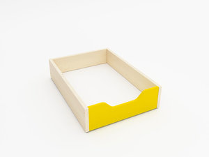 Houten lade,  laag, GEEL