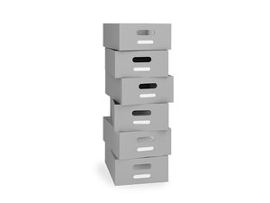 Modern laden - 6 diepe, kartonnen laden GRIJS