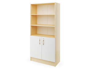 Prima -  Berken  kast met 1 paar witte deuren