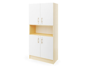 Prima -  Berken  kast met 2 paar witte deuren