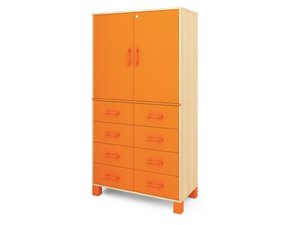 Fresh - Hoge kast met 8 laden en 1 paar deuren met slot ORANJE