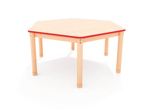 Classic - Zeshoekige verstelbare tafel, rand ROOD Classic - Zeshoekige verstelbare tafel, rand ROOD