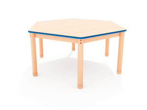 Classic - Zeshoekige verstelbare tafel, rand BLAUW Classic - Zeshoekige verstelbare tafel, rand BLAUW