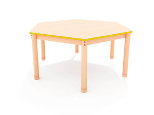 Classic - Zeshoekige verstelbare tafel, rand GEEL Classic - Zeshoekige verstelbare tafel, rand GEEL
