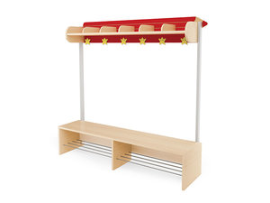 Crayon -  Kapstok met bankje 6 ROOD