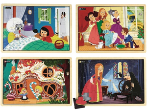 Sprookjes. Een set houten puzzelstukjes Sprookjes. Een set houten puzzelstukjes