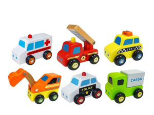 Set van houten speelgoedauto's Set van houten speelgoedauto's