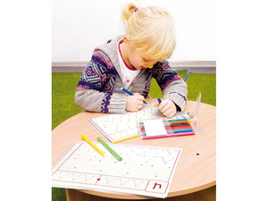 Schrijfoefeningen, set 1, magnetisch doolhof Schrijfoefeningen, set 1, magnetisch doolhof