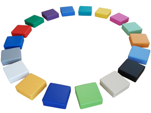 Softplay zitkussentjes, set 18 vierkant  Softplay zitkussentjes, set 18 vierkant