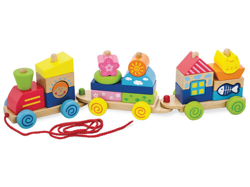 Houten treintje aan een touwtje