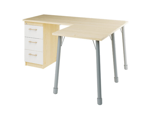 Prima -  Berken bureau met witte laden