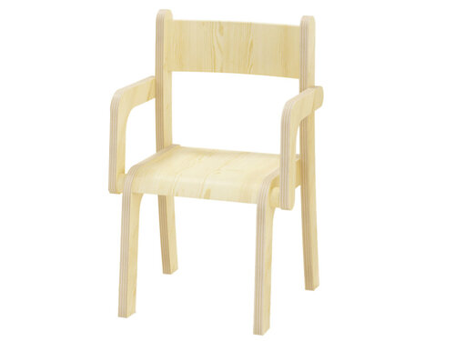 Emmi - Houten stapelbare stoel met armleuningen, maat 1