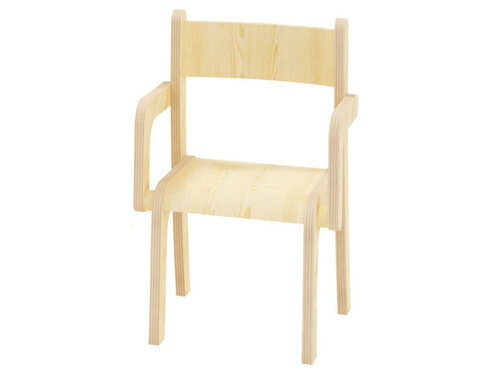 Emmi - Houten stapelbare stoel met armleuningen, maat 0