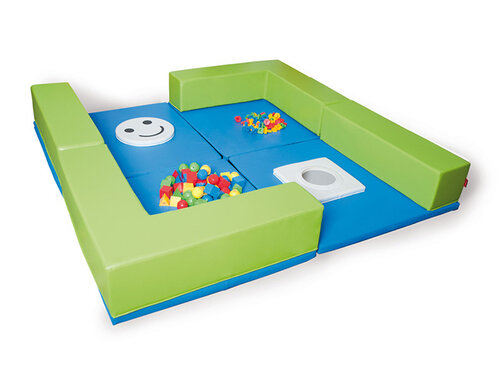 Softplay speelmat met zitblokken