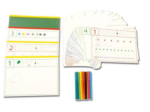 Schrijfoefeningen, set 1, magnetisch doolhof Schrijfoefeningen, set 1, magnetisch doolhof