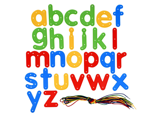 Leren rijgen met letters Leren rijgen met letters