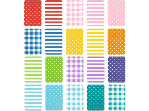 Stippen en streepjes. Kleurrijke kartonnen dozen