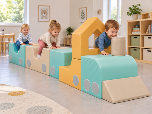 Softplay kleurige trein