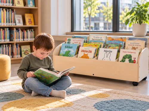 Modern - Boekenbak op wielen BERKEN